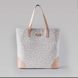 Gray and Tan Polka Dot October Jaipur Tote Bag